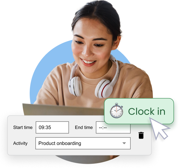 Clocking in time tracking software