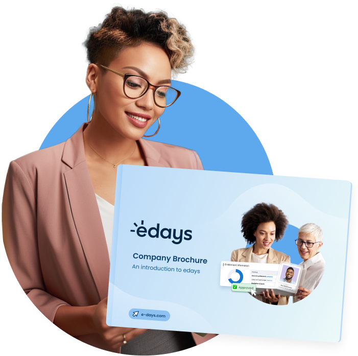 A young professional reading the edays brochure