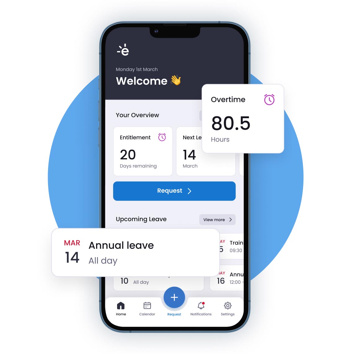 Mobile app features - staff holiday app