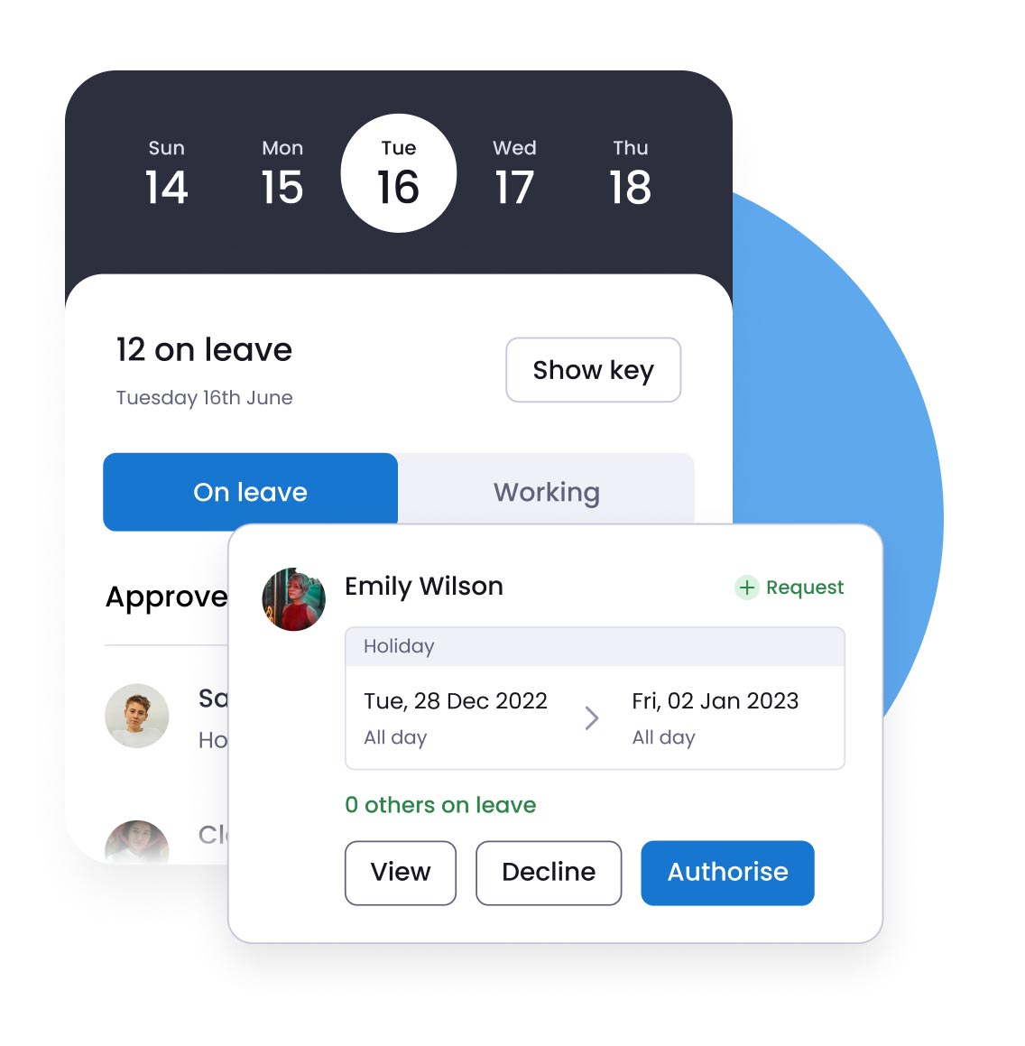 Software features - mobile app for staff holiday booking